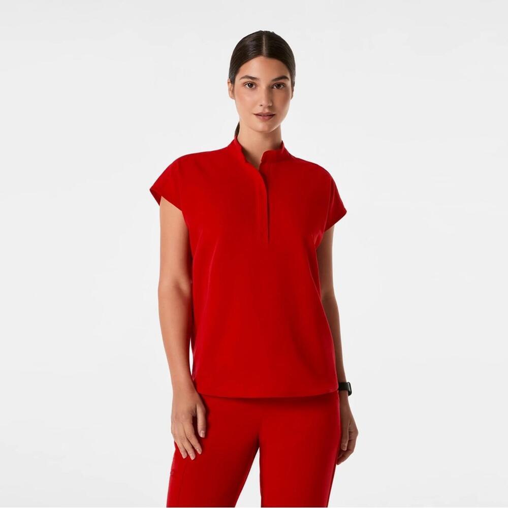 Figs Rafaela Oversized Scrub Top Winning Red Small